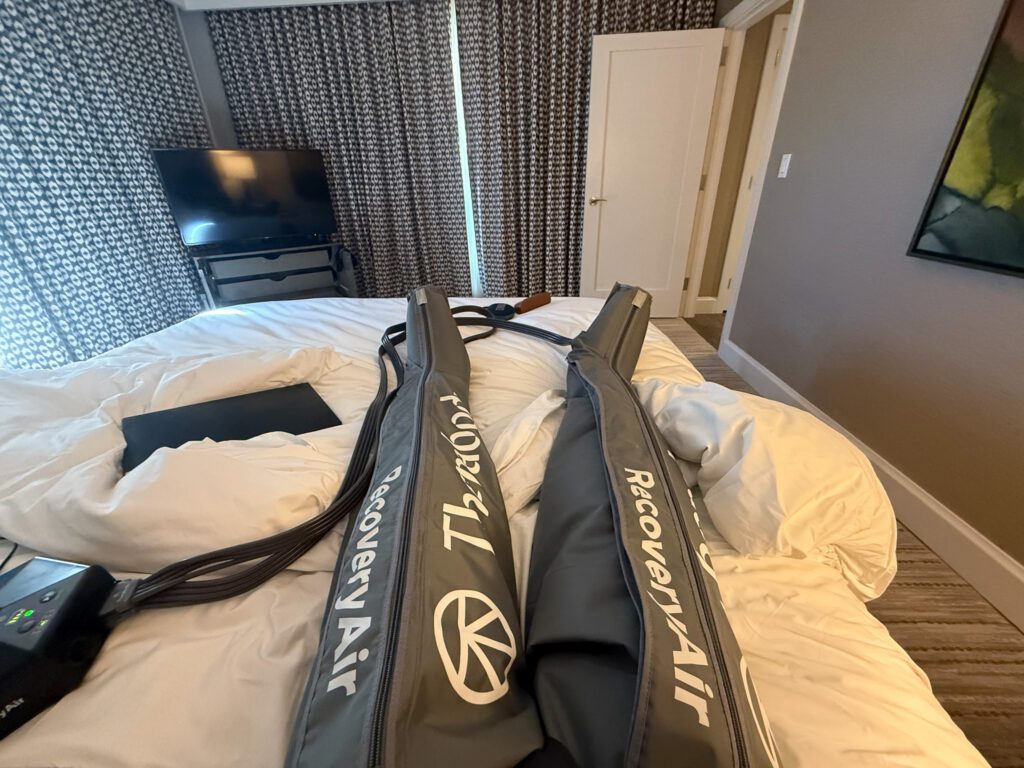 RecoveryAir compression boots available for rent at Grand Hyatt Vail for post-ski recovery and relaxation